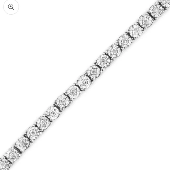 Haus of Brilliance .925 Sterling Silver Diamond Bezel Tennis Bracelet 7” - Picture 3 of 5